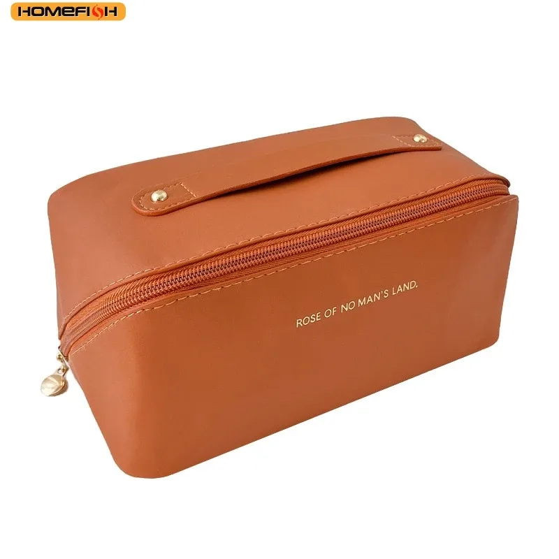 Organisateur de maquillage de luxe HOMEFISH pour femmes, trousse de toilette, sac de rangement pour cosmétiques, pochette de voyage, étui à maquillage zippé, boîte pour femme