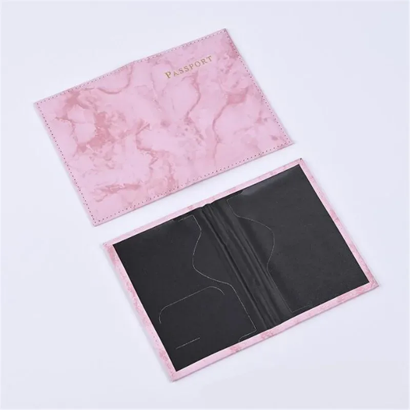 couverture de passeport à motif de marbre couleur macaron, porte-documents ultra-fin, porte-passeport de voyage, couverture de carte d'identité, accessoires de voyage