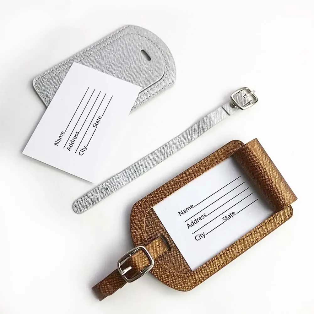 étiquette de bagage en cuir pu pour les fêtes, accessoires de voyage, étiquette de valise d'avion, étiquette d