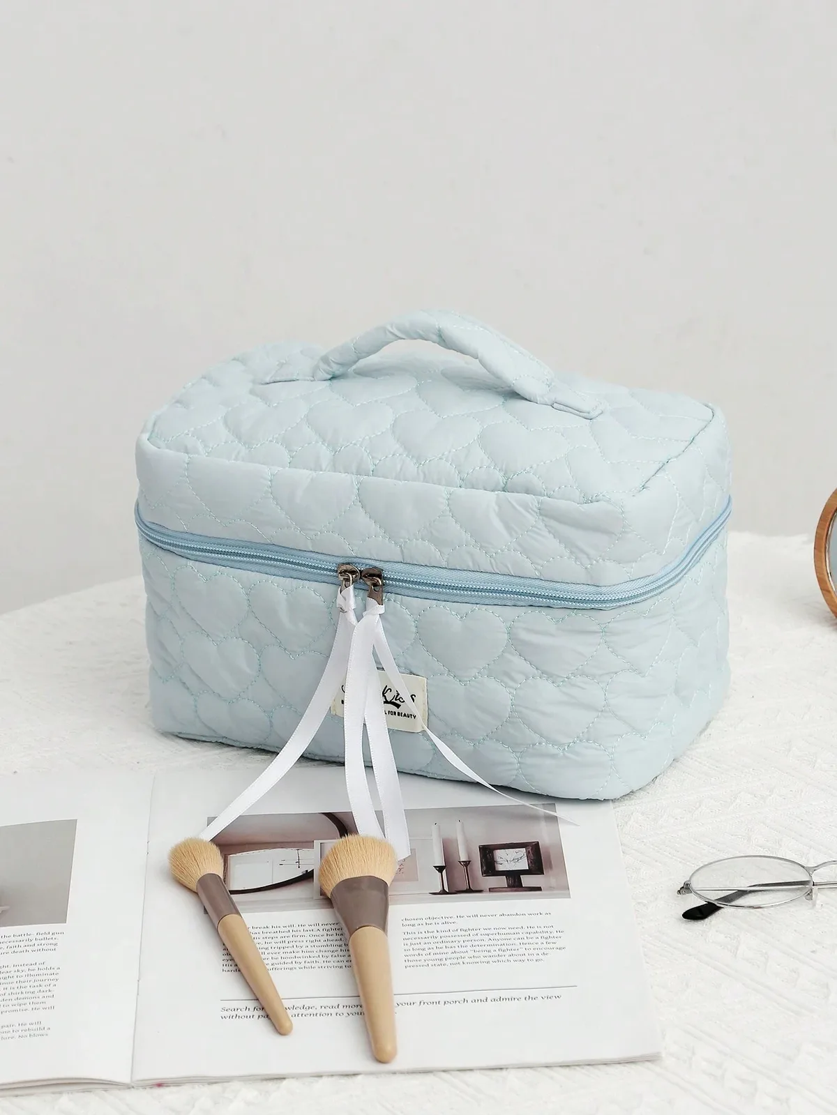 trousse de maquillage douce en forme de cœur, sac à cosmétiques décontracté, cubes d'emballage portables de vacances, voyage pour femmes, cadeau de printemps et d'été, sac de soins de la peau