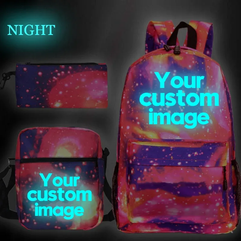 bricolage sac à dos livraison directe client sac à dos étudiant cartable 3 pièces/ensembles sacs à bandoulière logo personnalisé sacs hommes livre sacs mochila