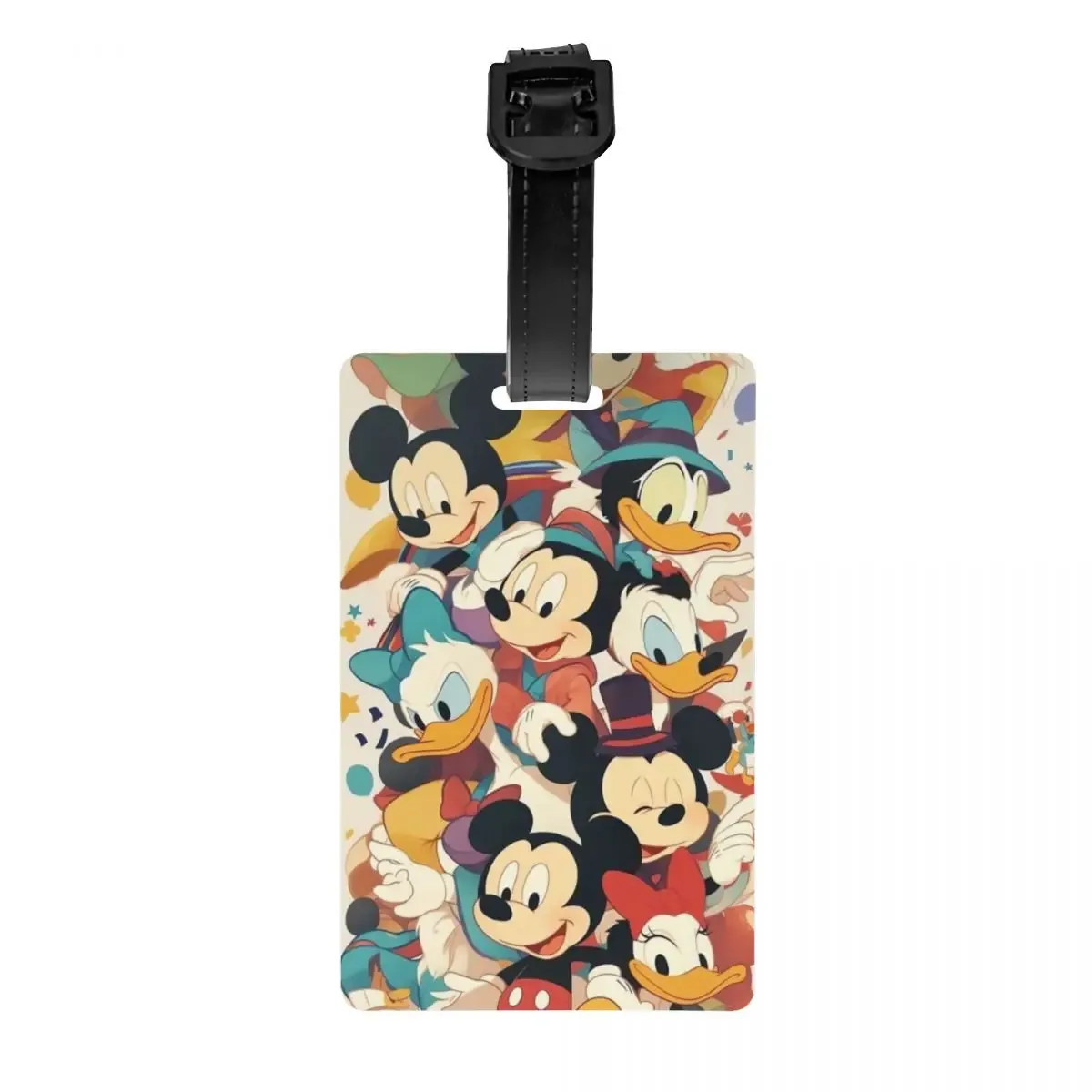 étiquette de bagage personnalisée m-mouse pour valises, étiquettes de bagage mignonnes de dessins animés, étiquette d'identification avec couverture de confidentialité