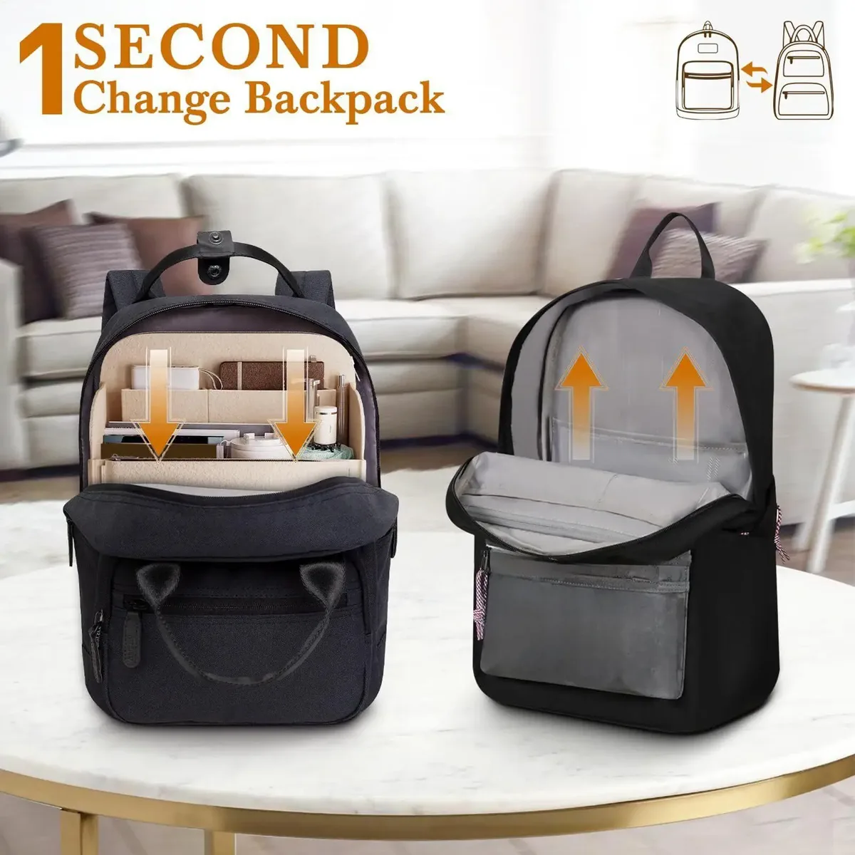 organisateur de sac à dos, sac de rangement portable de grande capacité, pochette multi-poches pour sac à dos, pochette de rangement pour cosmétiques et téléphone
