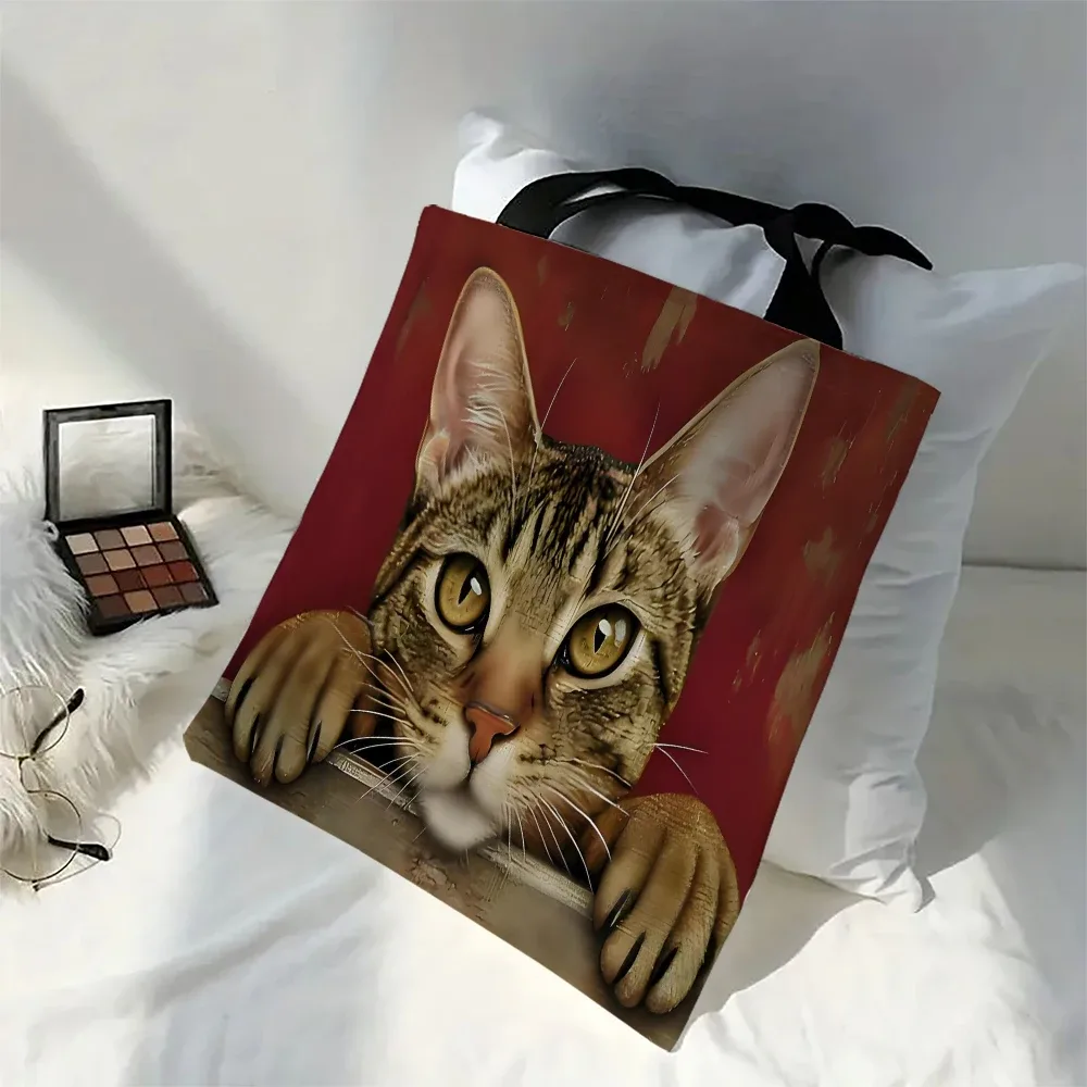1pc mignon dessin animé chat sacs à bandoulière animal drôle la nuit étoilée sacs à bandoulière décontracté sac à la mode, sac à main multifonctionnel
