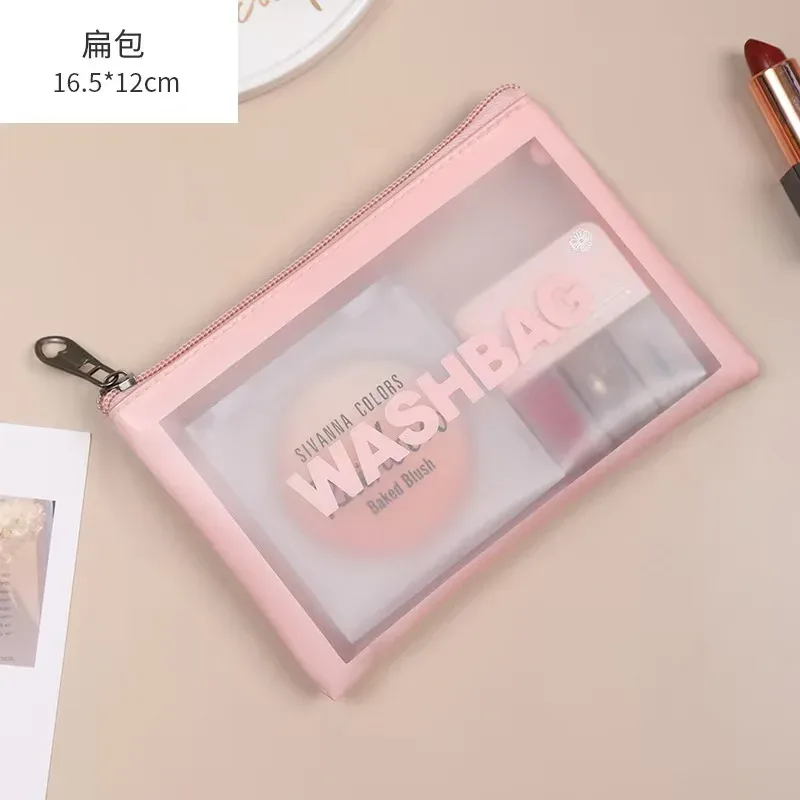 ensemble de sacs de maquillage de voyage multi-pièces en pvc transparent, sac de toilette portable et imperméable, sac de rangement pour cosmétiques de grande capacité et portable.