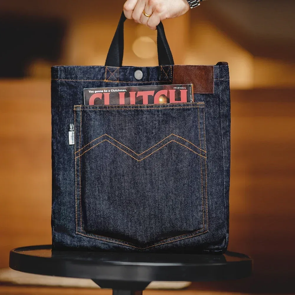 maden retro 14oz denim sacs unisexe unique épaule sacs à bandoulière brodé polyvalent à main sacs fourre-tout à écran plat pour le quotidien