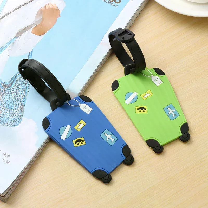 nouveauté : étiquette de bagage robuste en pvc et silicone, avec lettres, pour nom et adresse, idéale pour valise, sac de voyage et accessoires de voyage.