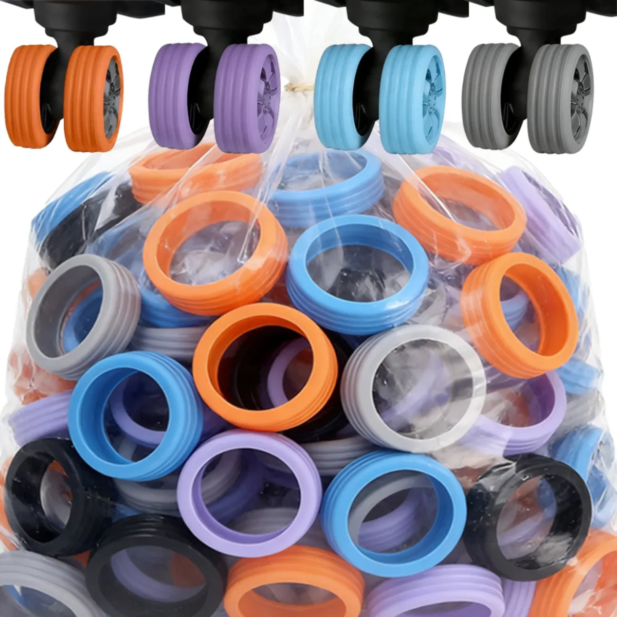 32-4PCS Housses de roues de bagages en silicone, protecteurs de roues de valise, pour remplacement des roues de valise et roulettes de chaise de bureau