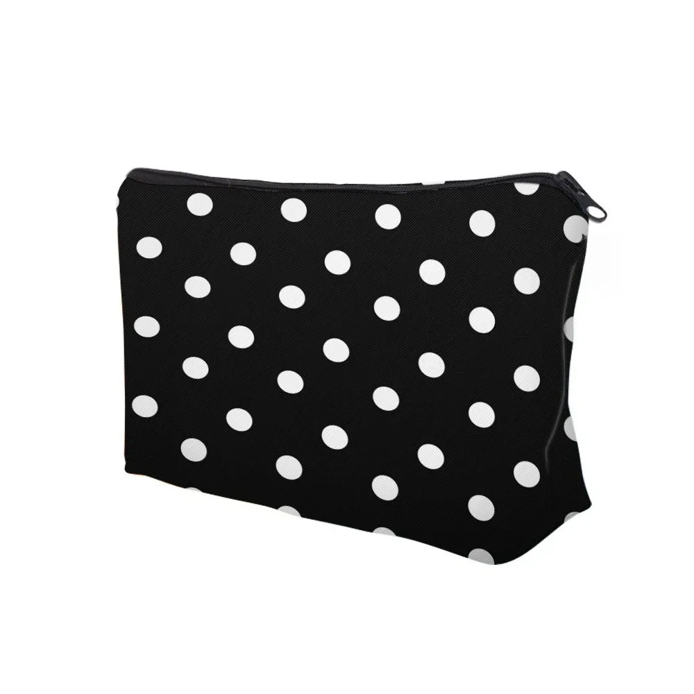 trousse de maquillage chic en polyester à pois, jolie pochette à cosmétiques à la mode avec fermeture éclair, organisateur de voyage portable, trousse de toilette cadeau