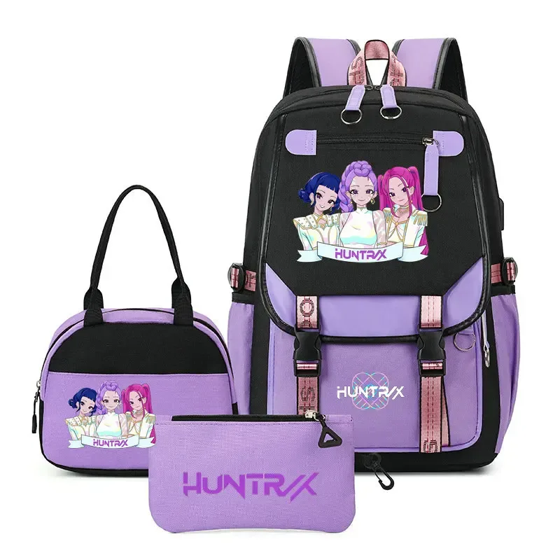 sacs à dos tendance k-pop demon hunters pour adolescentes, sacs à bandoulière, trousse à crayons, ensemble de sacs d'école pour étudiants, sac de voyage mochila