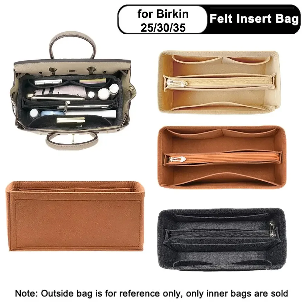 Sac intérieur multi-poches Birkin 25/30/35, sac de rangement, sac à main en feutre, doublure d'insertion