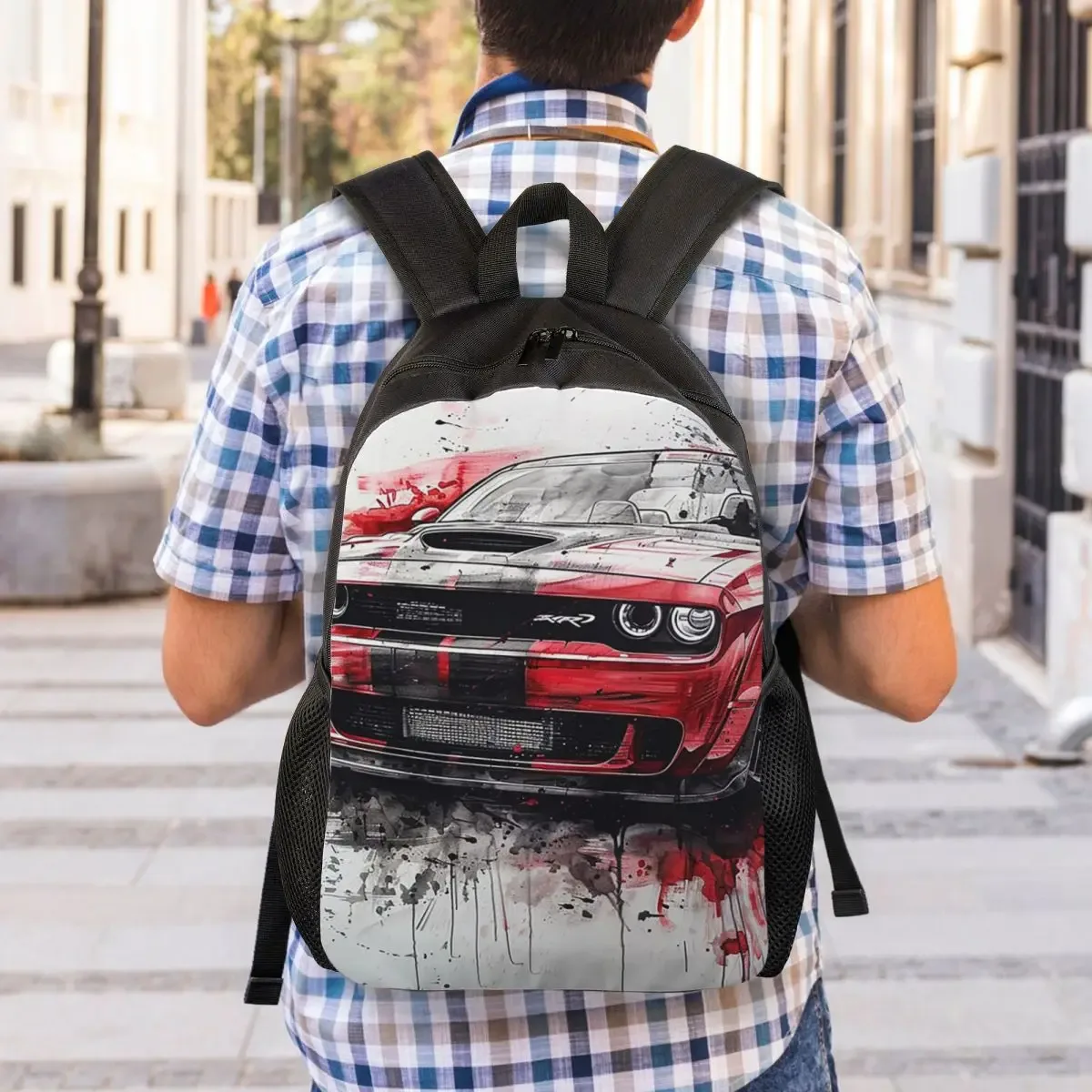 sac à dos d'étudiant srt hellcat demon dodge challenger, sac d'école, sac à dos de randonnée, sac de voyage, sac à bandoulière pour hommes et femmes