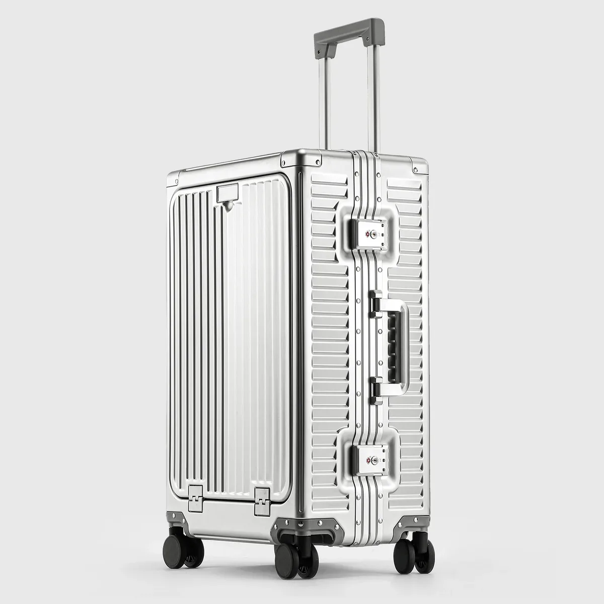 sushimu bagage en alliage d'aluminium-magnésium de 20 pouces avec ouverture avant, valise trolley, valise à main, voyage en métal