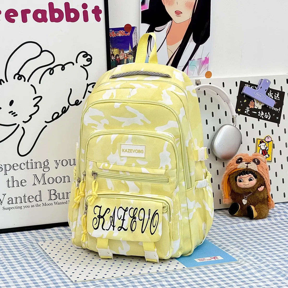 sac à dos camouflage bleu imprimé pour collégienne, style cool, sac d'école pour étudiante, sacoche pour ordinateur portable, sac à dos de voyage décontracté