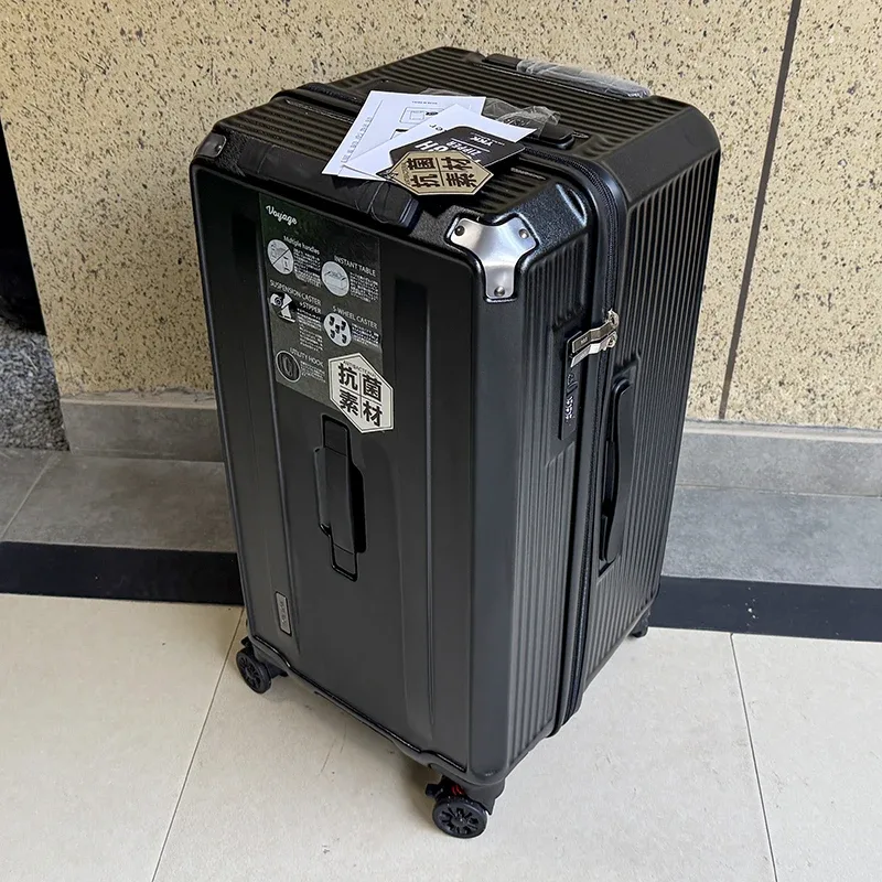 valise de voyage antidéflagrante à cinq roues avec frein, grande taille 36/38/40/50 pouces, matériau pc épais, boîtier de chariot à fermeture éclair