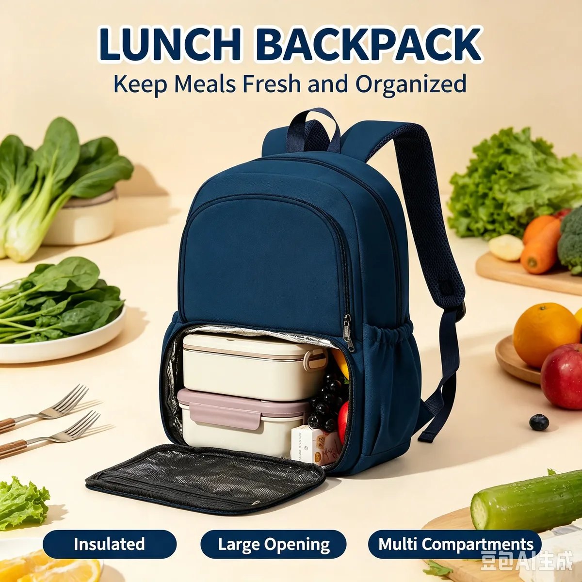 Sac à dos portable pour hommes et femmes, sac à dos de voyage, sac à dos isotherme avec compartiment pour le déjeuner, sac à dos scolaire pour adolescents
