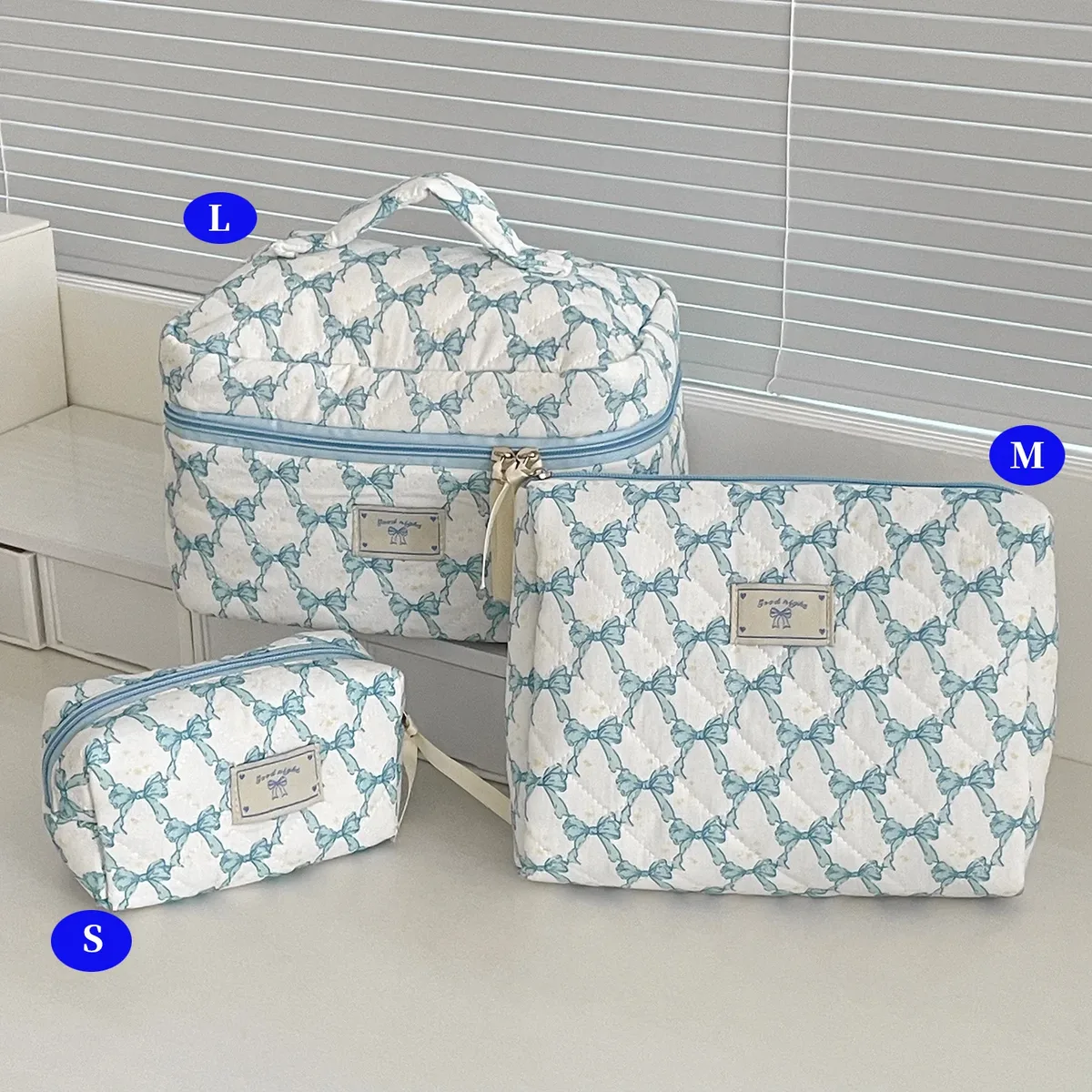 ensemble de trousses de toilette matelassées à fleurs style yt ins, en coton, pour organiser les cosmétiques, sacs de voyage pour articles de toilette, comme cadeau pour filles