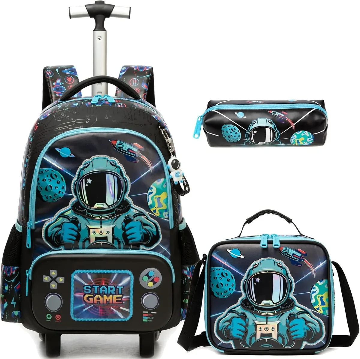 sac à dos roulant pour filles, valise de voyage pour enfants avec roulettes, bagage à main avec animaux mignons pour élèves du primaire, sac à roulettes pour enfants