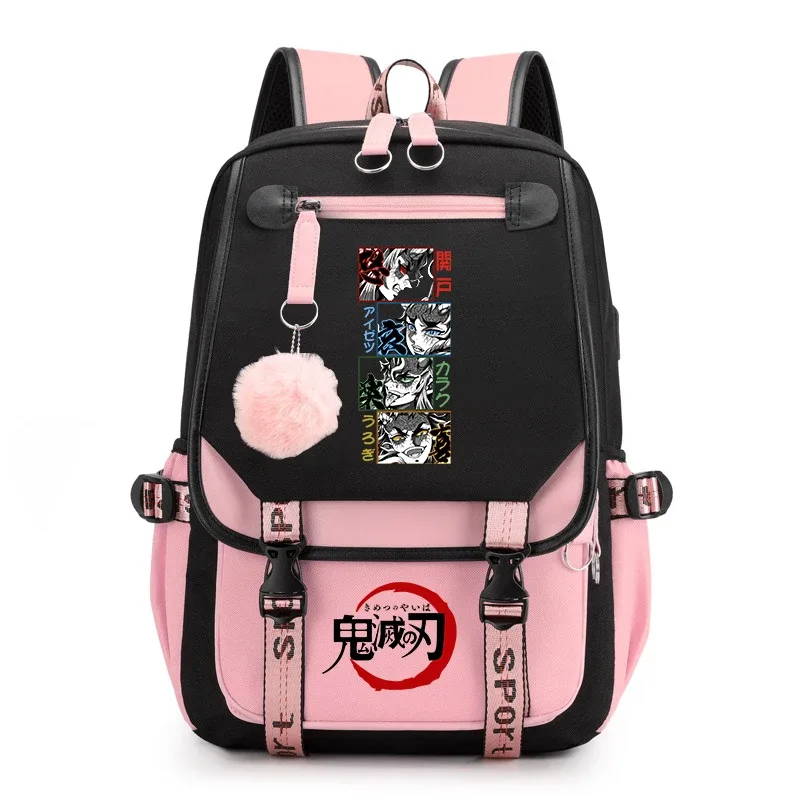 sac à dos imprimé demon slayer anime pour filles, sac à dos d'école décontracté, sac à dos de voyage léger pour adolescents