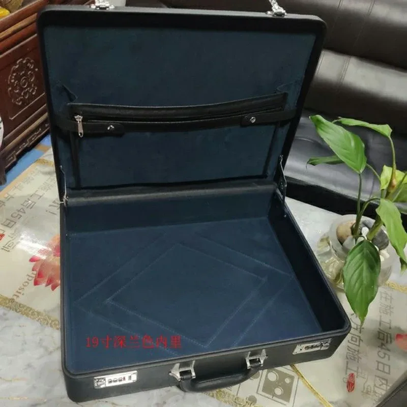 boîte à mot de passe multifonctionnelle, valise portable, sacoche pour ordinateur portable en cuir pour hommes d'affaires, sac messager, mallette 18'' 19''