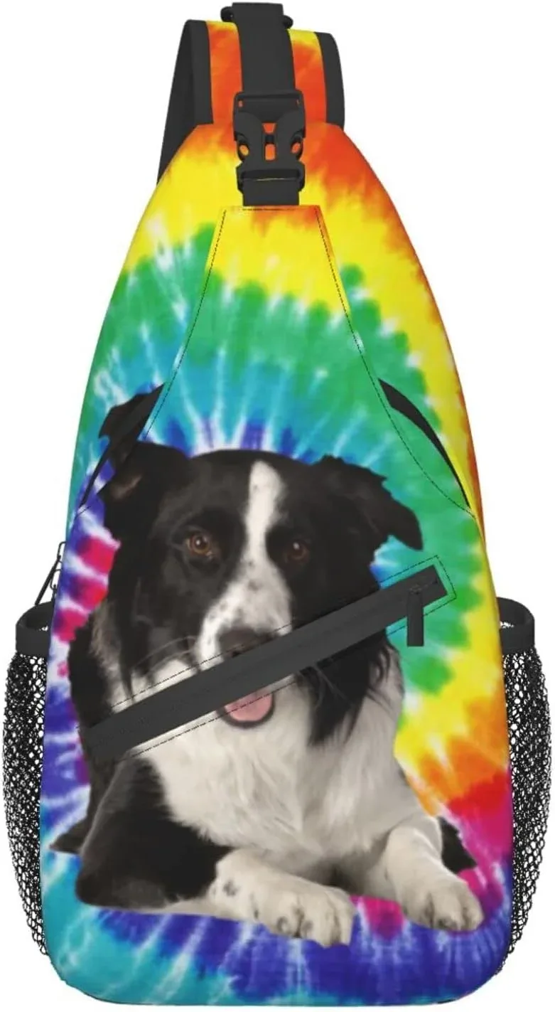 collie – sac à dos à bandoulière en corde, motif floral, triangle, canfeng, sac à dos pour voyage, randonnée, sac de jour