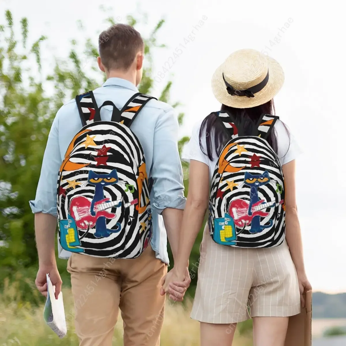 sac à dos cool pour lycée, randonnée et voyage, motif pete le chat et les chats de dessin animé, avec motif 'i love my white shoes', pour hommes et femmes, sacs en toile pour ordinateur portable