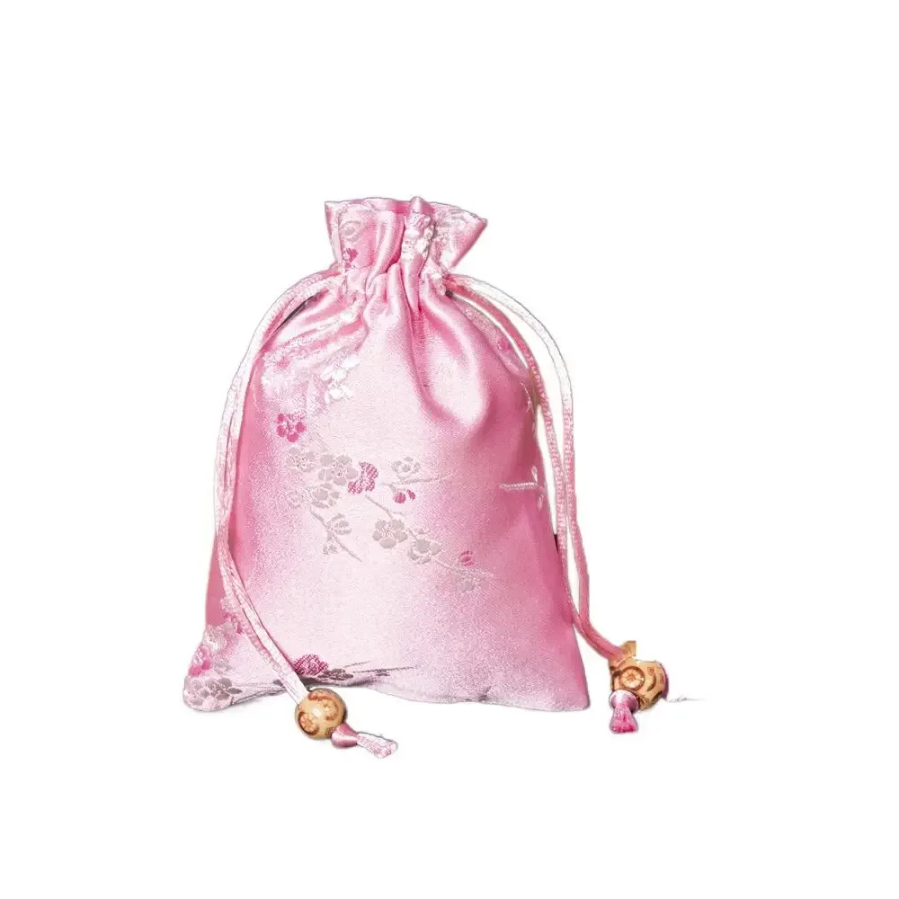 sac de rangement rétro en satin pour femmes, sachet de fleurs brodées, sac de bonbons, cravate, sac d'emballage de bijoux, fête
