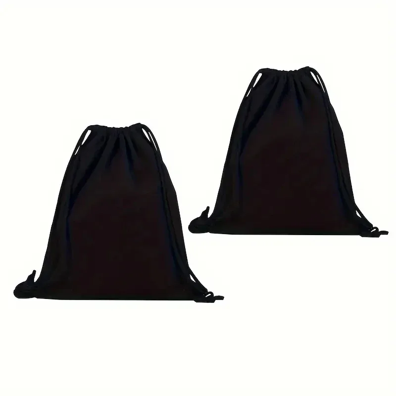 sac à dos en toile de coton avec cordon de serrage, sac de sport, sac à dos de sport, sac cadeau de rangement, paquet de 2 noirs 34.5x40cm décontracté