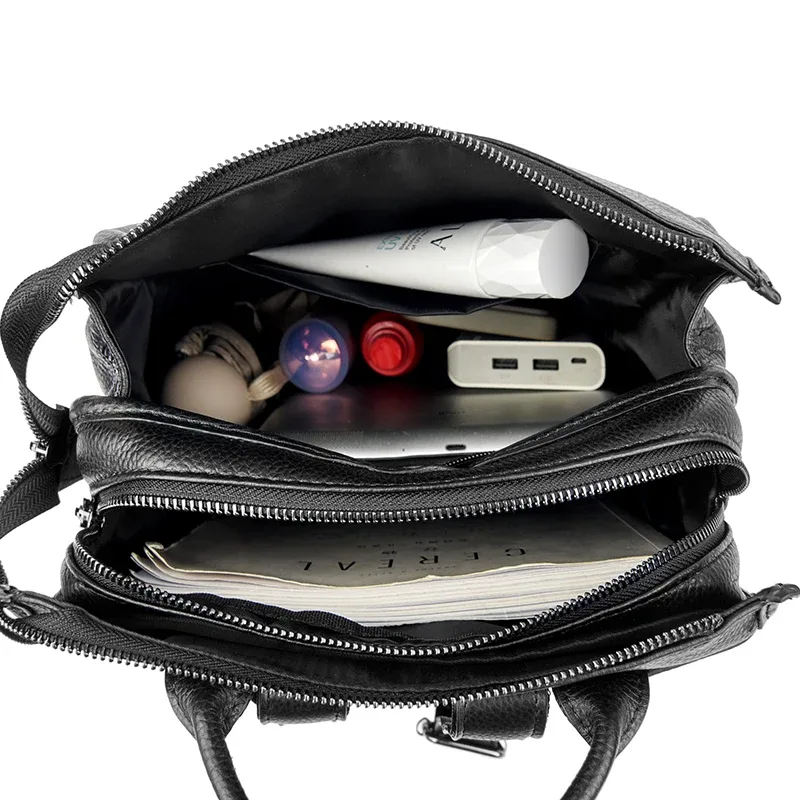 sac à dos de luxe en cuir véritable 100% pour femmes, sac à dos de voyage de grande capacité, nouveau sac à dos pour dames, cartable d'école