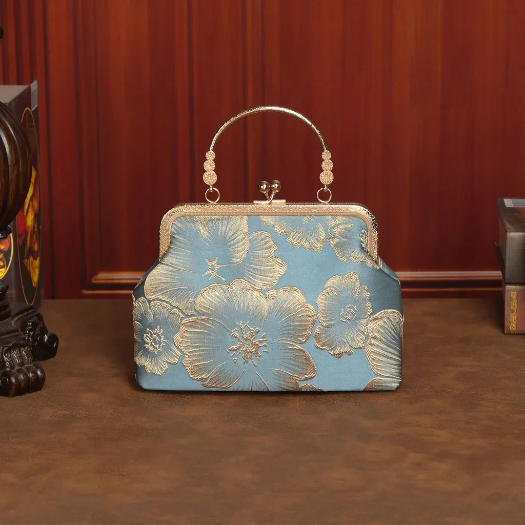 sac bandoulière en polyester, sac de soirée mi-souple, sac fourre-tout perlé, sac à main léger brodé de fleurs pour le voyage et les tenues cheongsam