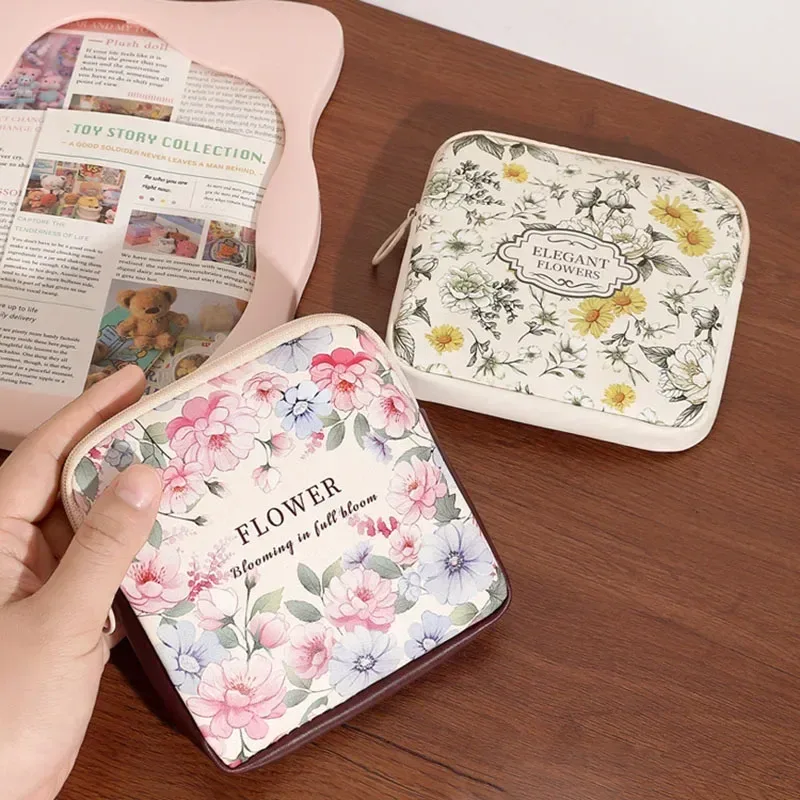 sac de maquillage cosmétique créatif, porte-monnaie de grande capacité, sac pour serviettes hygiéniques, mini organisateur de câbles de données portables pour femmes et filles
