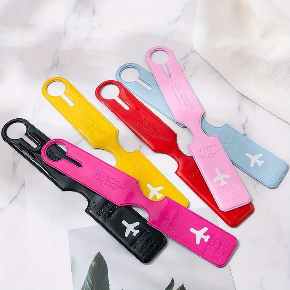 étiquettes de bagage d'identification anti-perte de couleurs mélangées, accessoires de voyage, étiquette de bagage d'avion durable, étiquette de bagage de voyage 6 pièces