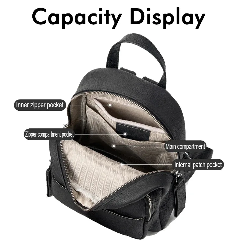 sac à dos de grande capacité pour femmes, couche supérieure en cuir de vache, sac à main de voyage polyvalent décontracté, cartable de banlieue pour filles, 2025