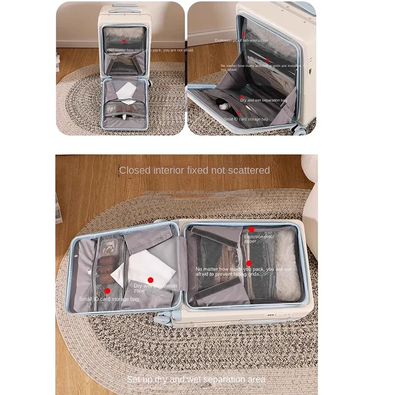 nouvelle valise pour enfants, sur laquelle on peut s'asseoir, 20/22/24 pouces, ouverture frontale, robuste, épaissie, avec porte-gobelet
