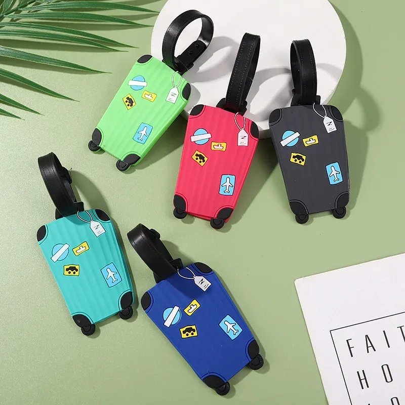 étiquettes de bagage mignonnes en silicone, porte-adresse d'identité de valise, étiquette de bagage portable, 