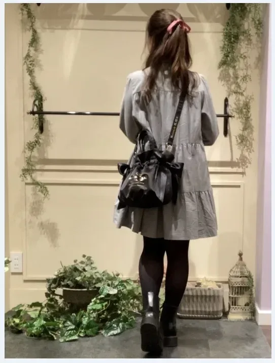 sac à main double face de style japonais pour filles, sac à bandoulière, nœud en satin, proximité, doux, mignon, initié, portable, dames, nouveau