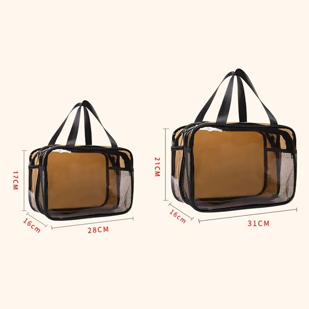 sac à cosmétiques transparent, séparation sèche et humide, sac de rangement de cosmétiques en pvc, trousse de toilette de voyage étanche de grande capacité