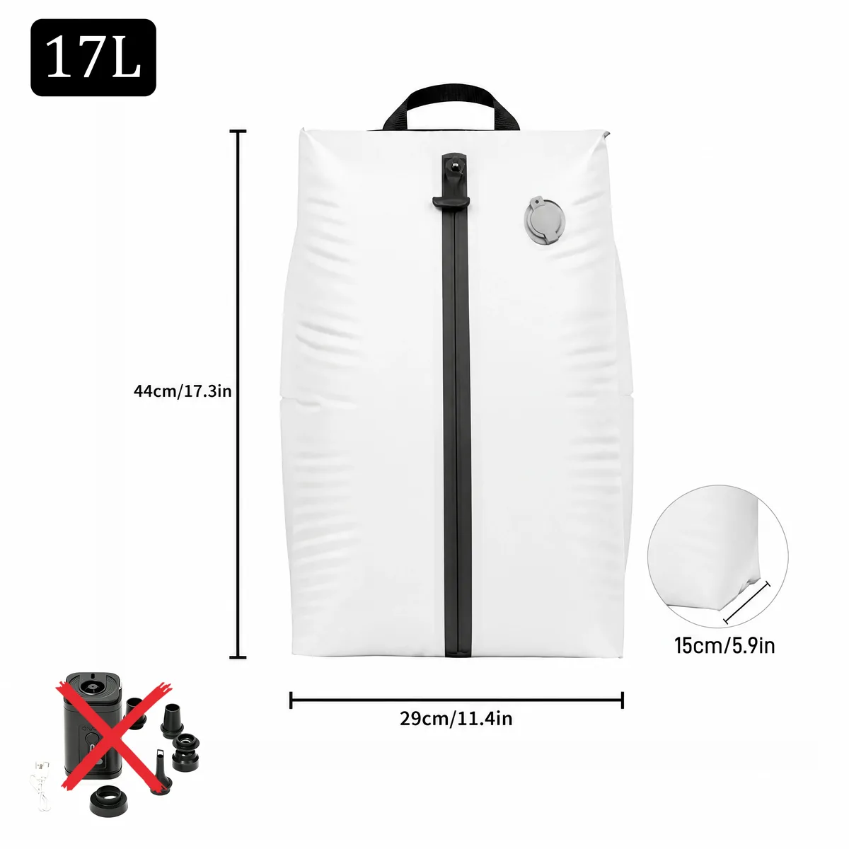 sacs de rangement étanches ip67 17l, cube de compression en polyester tpu pour vêtements, organisateur de valise avec fermeture éclair, réutilisables et antihumidité, pour linge de maison, avec pompe électrique incluse