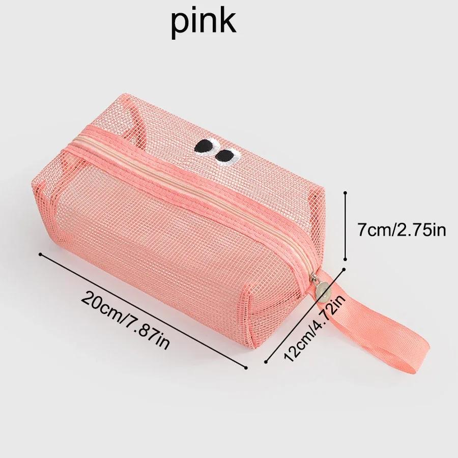 jolie trousse de toilette en maille tridimensionnelle, sac de rangement pour articles de toilette de grande capacité, sac de voyage pratique à tenir à la main