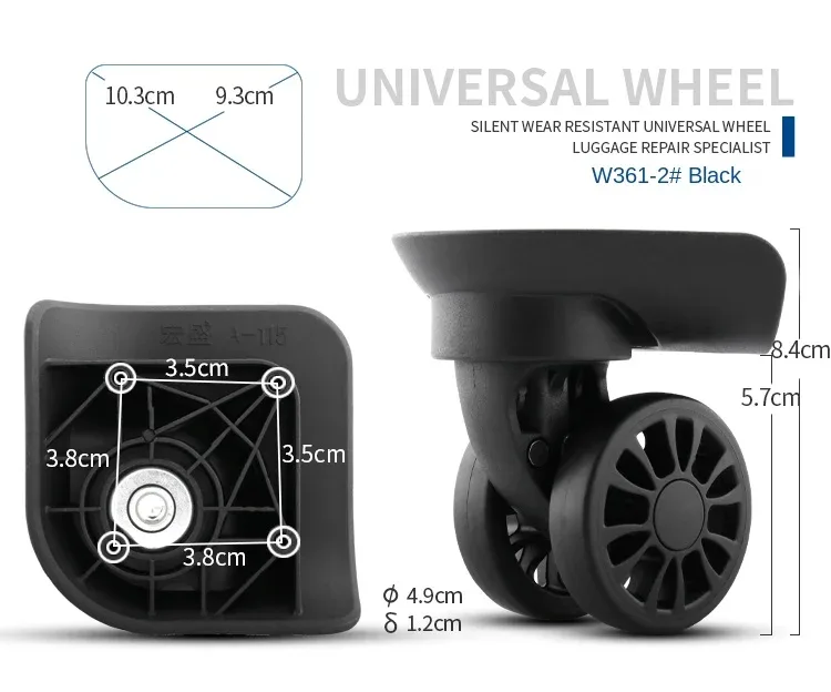accessoires de roulettes de valise, roue universelle de réparation pour valise trolley polo, roue de valise en cuir