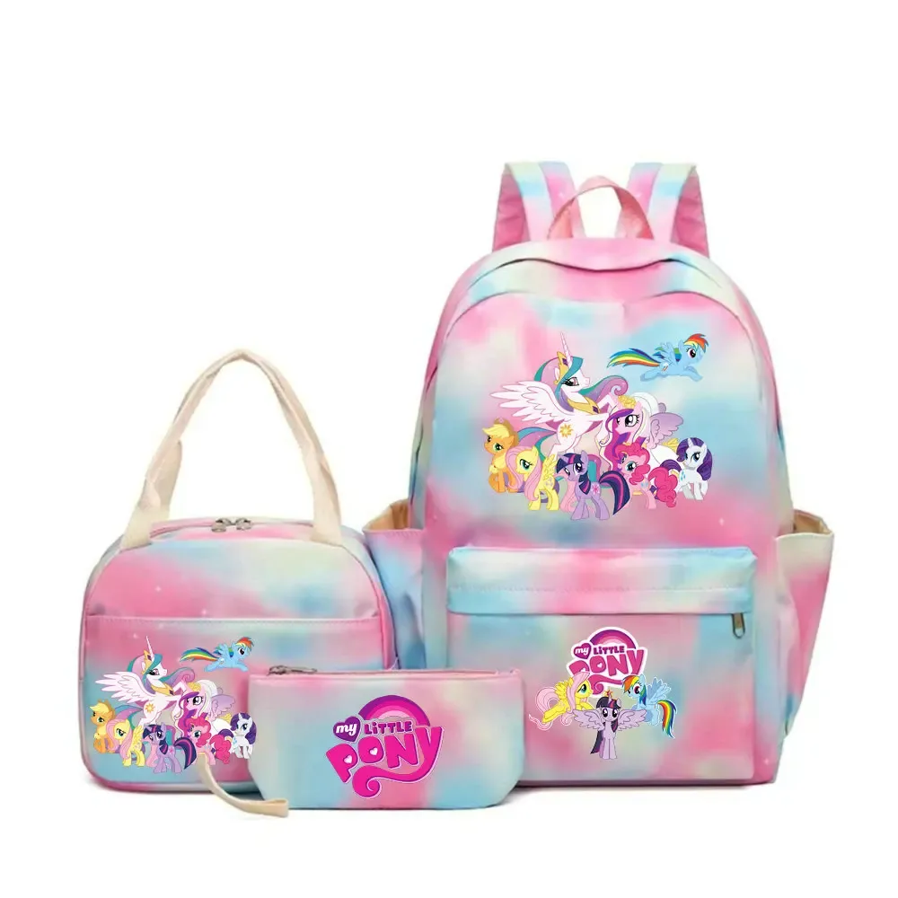 sac à dos my little pony, ensemble de 3 pièces, sac d'école pour étudiants, trousse à crayons, sac à dos de voyage pour adolescents, sac à dos décontracté pour ordinateur portable, mochilas
