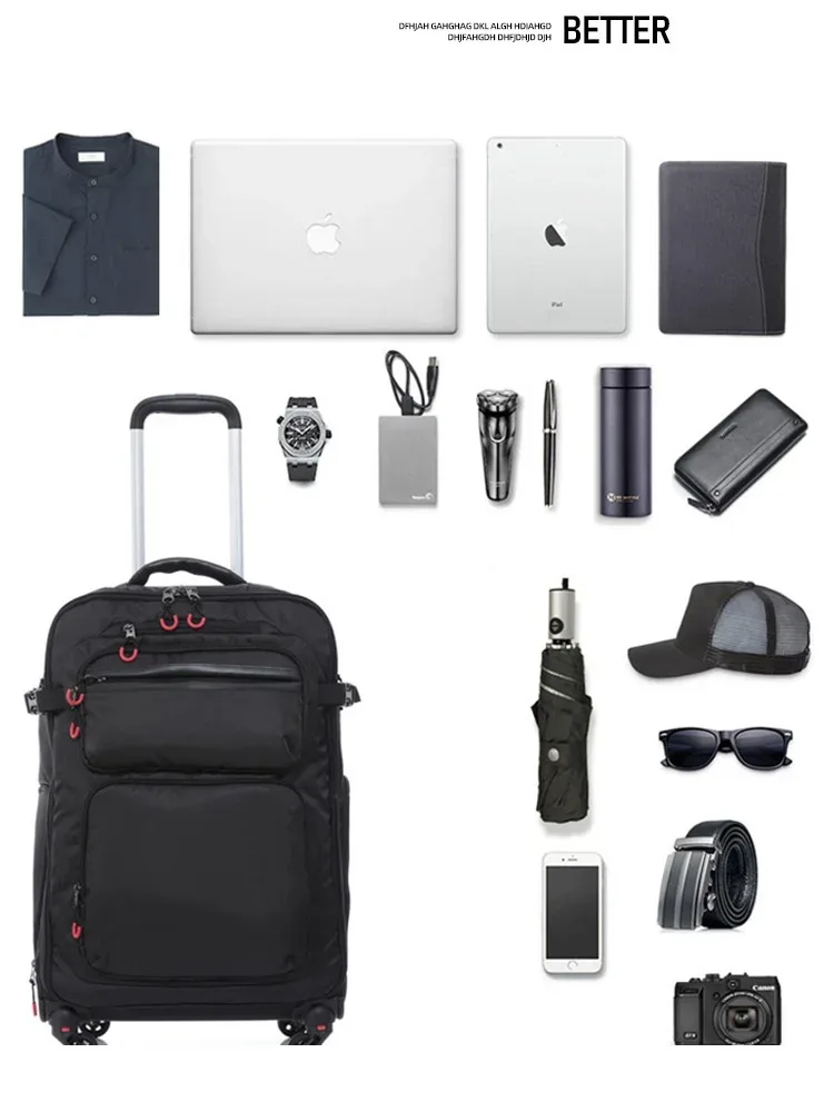 sac à dos à roulettes oxford trolley pour homme, valise noire, cabine à bagages légère, sacs à dos pour homme, sacs de voyage étanches, 18 po, 20 po, 24 po