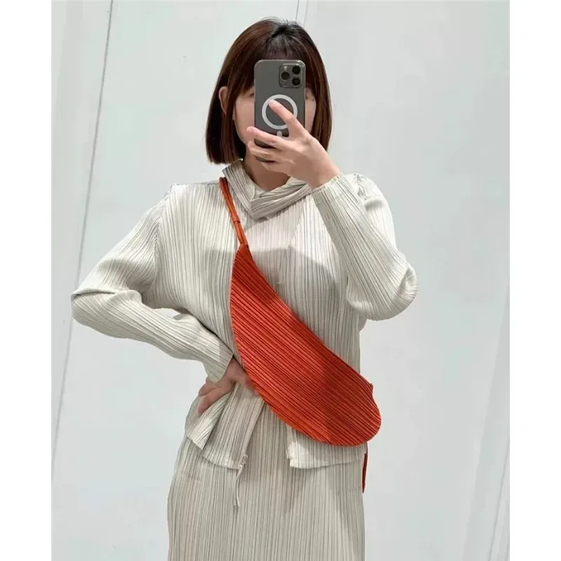 miyake japonais décontracté sport vent plissé sac à bandoulière hommes femmes universel mode loisirs rétractable sac à main sac de téléphone portable