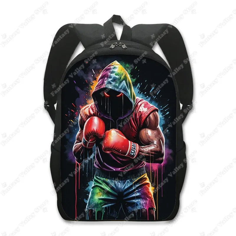 sac à dos à motif de boxeur cool pour adolescents, gants de boxe, sac à dos décontracté pour ordinateur portable, sacs d'école, cartable pour hommes et femmes