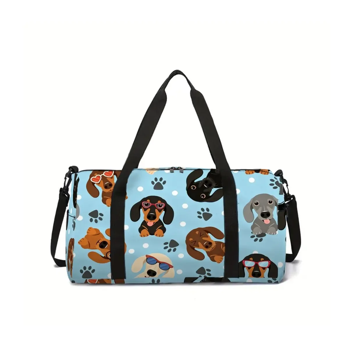 sac de voyage scolaire à motif de chat mignon et de teckel, sac à bagages de grande capacité, dessin animé plat 2d, meilleur cadeau pour garçons et filles, style tendance