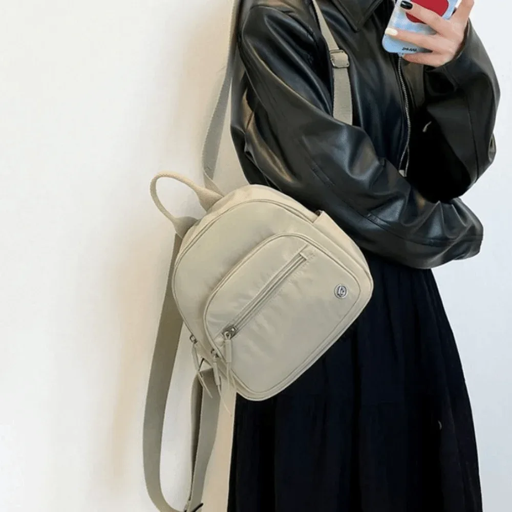 sac à dos portable pour femme en nylon, léger, imperméable, multipoches, décontracté, avec poignée, tendance