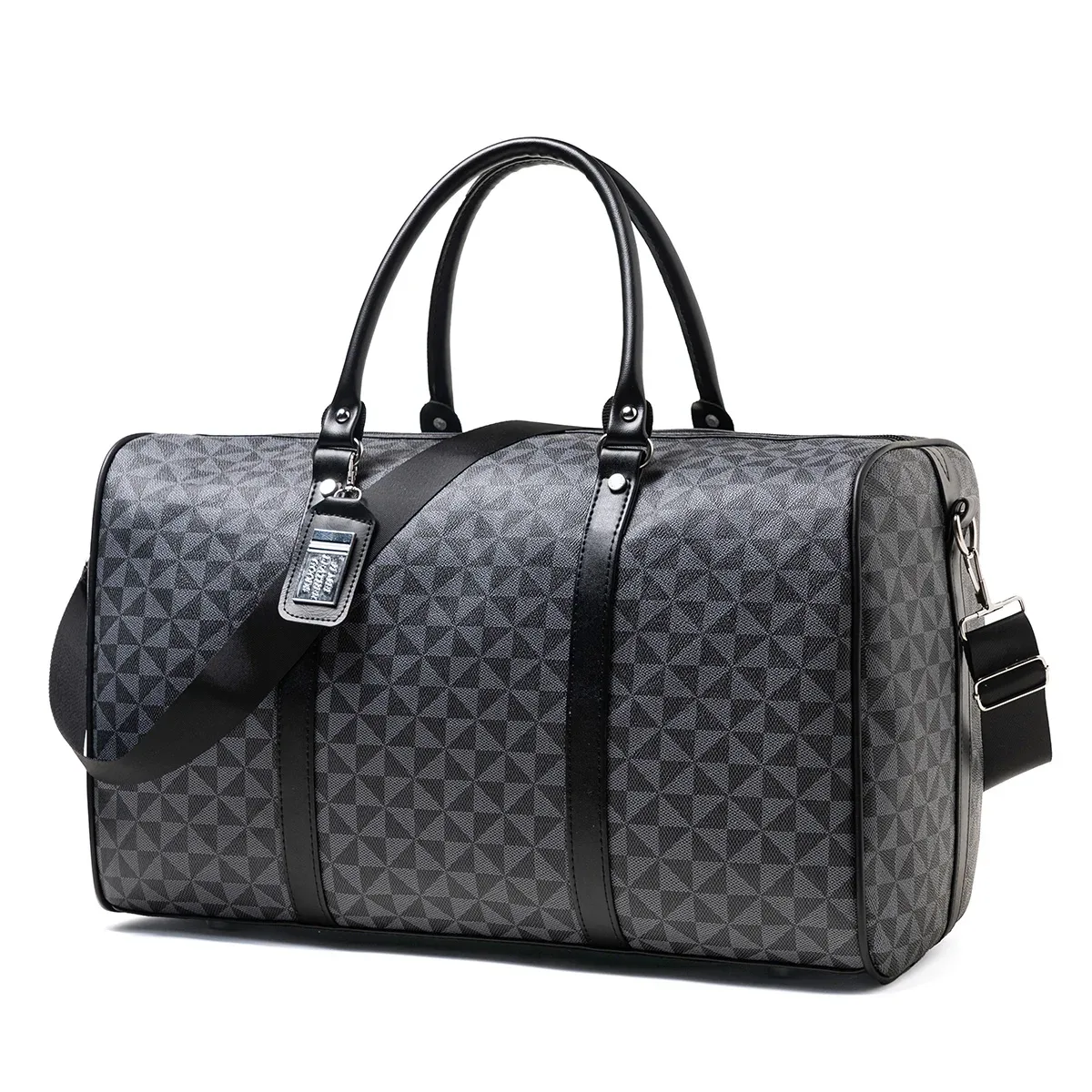 sac de voyage noir à fermeture éclair pour hommes de grande capacité, avec doubles poignées et large bandoulière pour vêtements transfrontaliers, adapté aux voyages, aux voyages d'affaires, à la salle de sport, convient pour toutes les saisons, pratique et polyvalent, peut être porté sur l'avion, peut contenir des vêtements, au ordinateur, une bouteille d'eau et aux chaussures