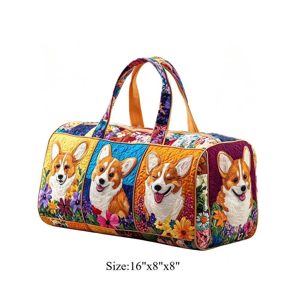 sac de voyage matelassé corgi pour femme, sac de week-end imprimé animal 3d, sac fourre-tout de voyage, sac de sport pour vacances d'été, bagage de nuit, pour les amoureux des animaux