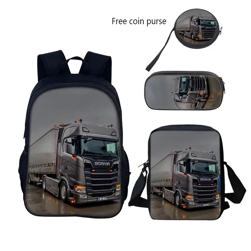 scania-sac à dos durable pour l'école, étui à crayons, livre d'ordinateur, cadeau d'anniversaire pour enfant, ensemble de 3 pièces, 40cm/15.7 pouces