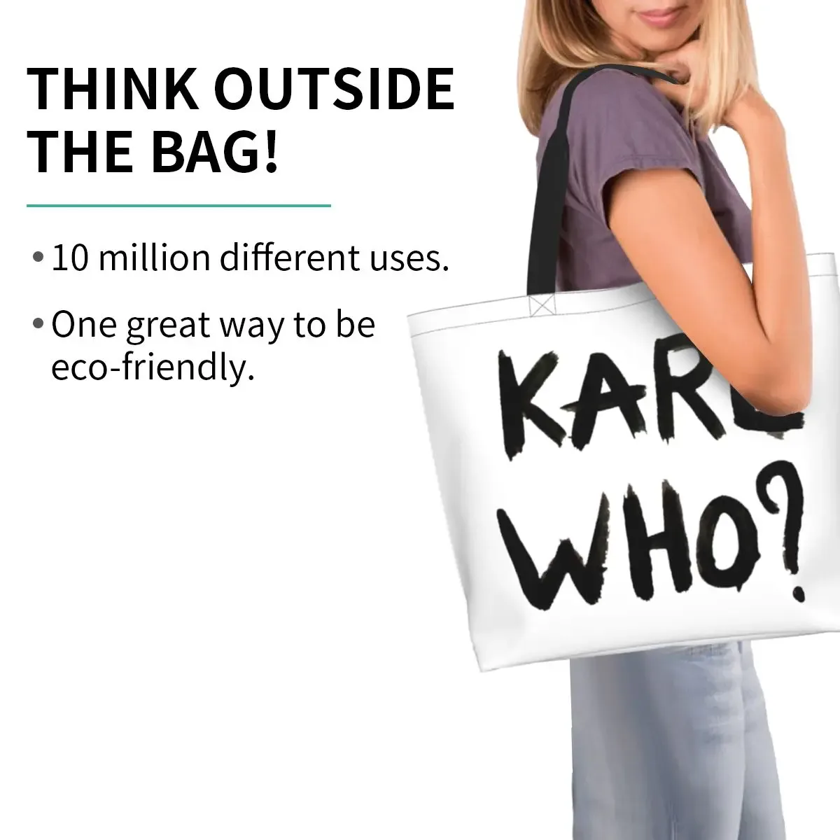 sac fourre-tout d'épicerie personnalisé karl who pour femmes, sac shopper en toile, sacs à main de grande capacité, mode initiée